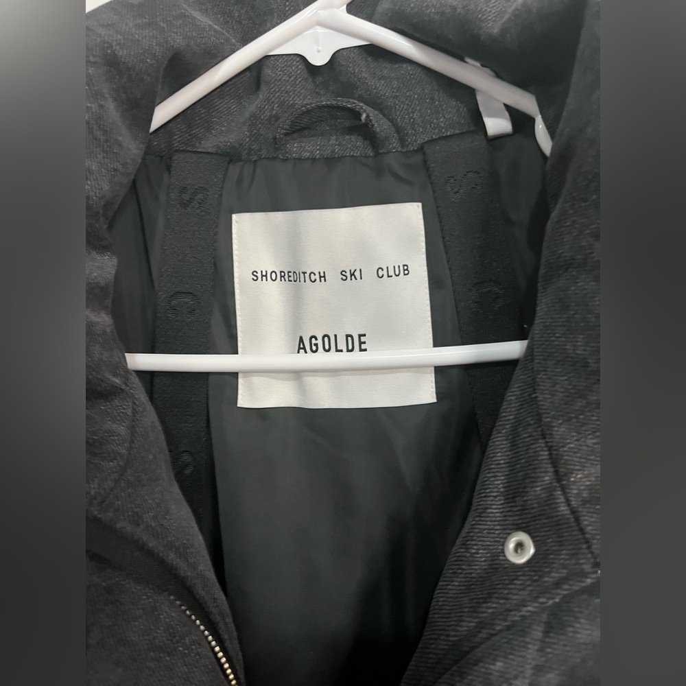 AGOLDE Relaxed 
Nova Denim Puffer In Marbled Blk (washed BIk) Puffer Jacket XS - Picture 14 of 16
